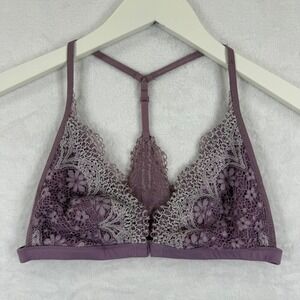 Victorias Secret Body by Victoria Purple Floral Lace Racerback Bralette Small
